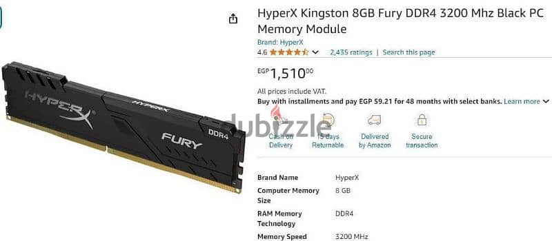 HyperX Kingston 2*8GB Fury DDR4 3200 Mhz 0