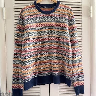 Vintage GAP Funky Patterned Lambswool Crewneck Sweater