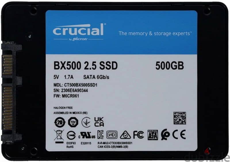 Hard Desk Crucial BX500 SSD 500 Giga - Sata for Laptop and PC 2