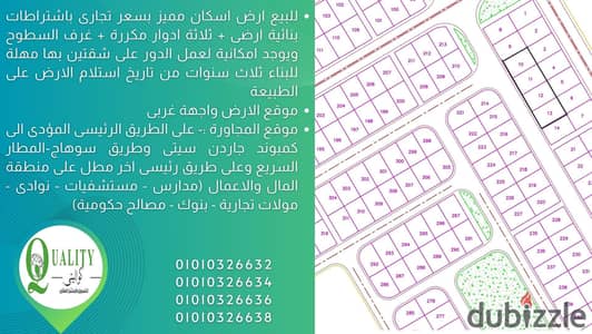 For Sale Residential Land 600 Sqm, Second Number Of The Main Road Overlooking The Financial And Business District In The Neighborhing 38 In New Sohag