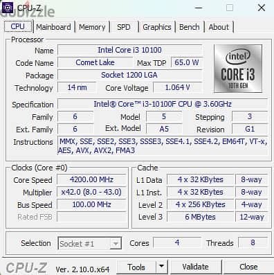 معالج Core I3 10100F + رام Crucial DDR4 16GB 2666Mhz 4