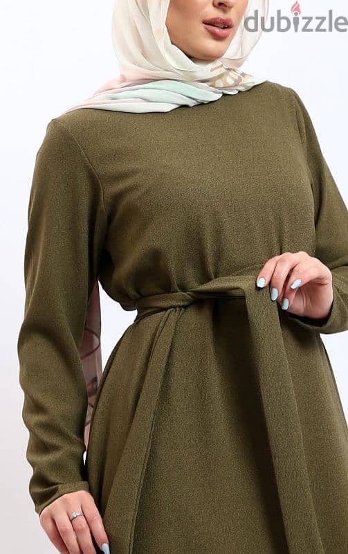 Olive Crepe Dress 1