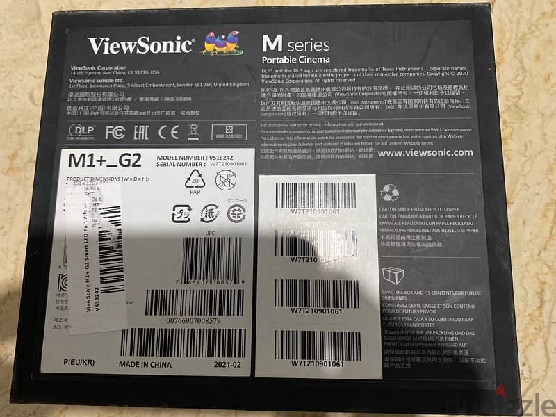 ViewSonic  M1+_G2 smart led Portable Cinema Projectorبروجيكتور 3