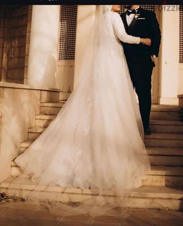 فستان زفاف بالطرحه شغل هاند ميد من محل la novial bridal 1