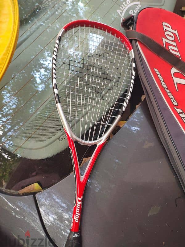 مضرب إسكواش بحاله ممتازه دانلوب بالجراب Squash Dunlop 2