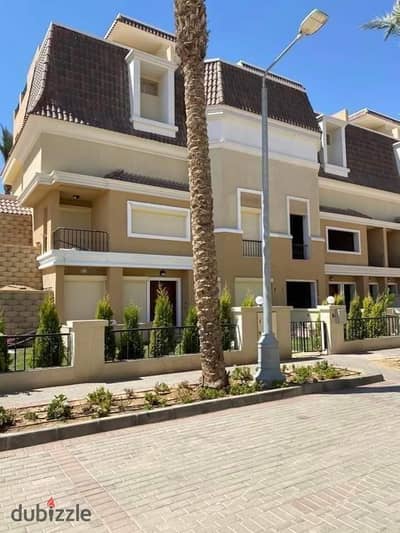 Corner townhouse villa for sale in Sarai Compound on Suez Road directly next to Madinaty