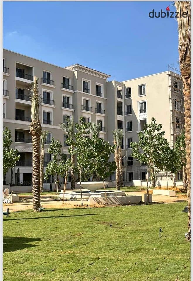 Apartment for sale, 135 sqm +55 m garden, Ready to move, fully finished, in Village West Sheikh Zayed Compound 8