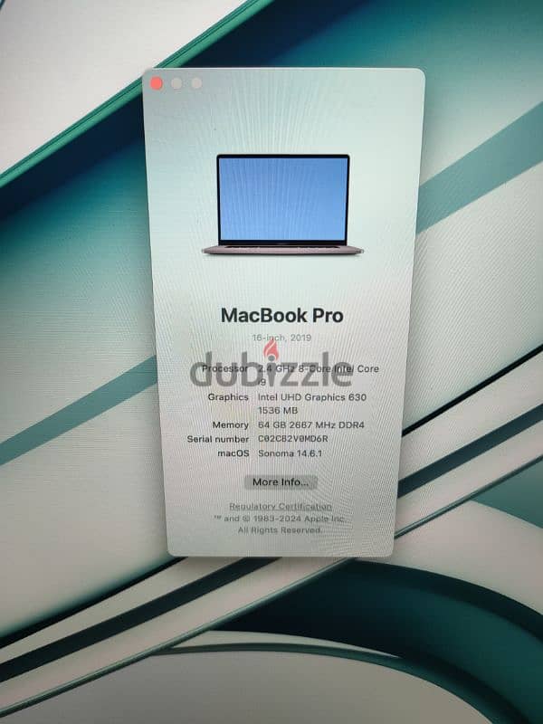 Mac book Pro 16 inch core i9 64 RaM custmioz 2019 8