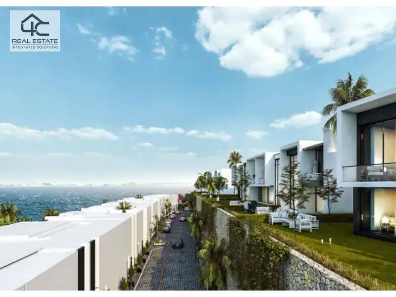 For sale in Cali Coast, chalet 86 sqm, 2 bedrooms, in installments, fully finished, delivery within two years, double view lagoon front and back 5