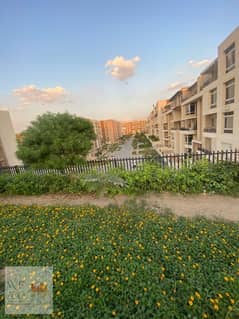 Distinctive corner apartment, 166 m, in Origami Golf View Phase, landscape and villas in Taj City Compound, in front of Cairo Airport