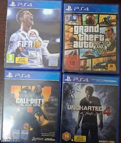 Gta 5 + cod black ops 4 + fifa 18 + uncharted 4