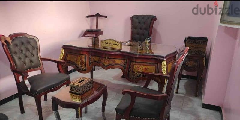 مكتب وزاري كلاسيك  بايوه خشب زان احمر مطعم بنحاس  -office furniture 1