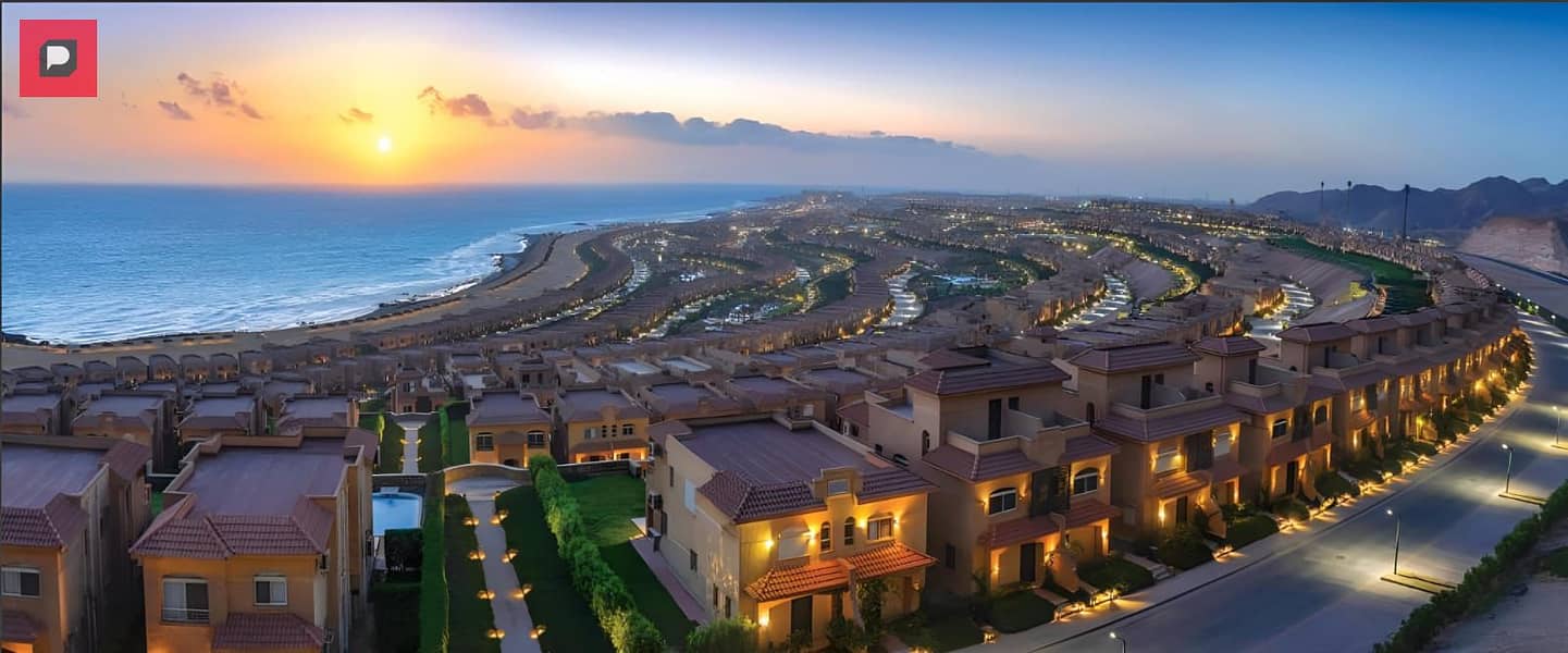 Own a chalet with a 5% down payment, with an area of ​​105 meters in Ain Sokhna Hills, near Porto Sokhna, with a direct view on the sea, landscape, 30