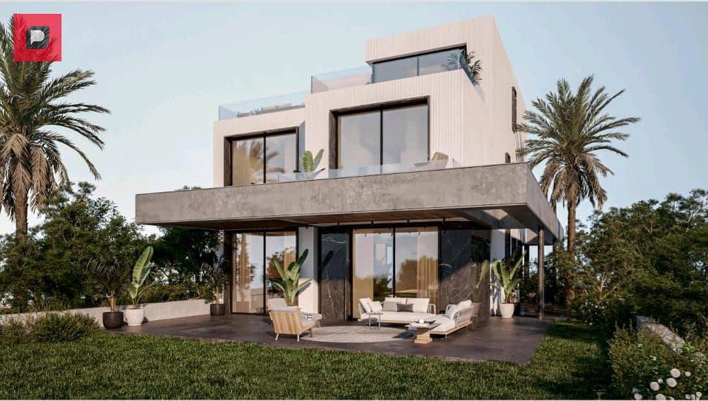 Villa with 3 floors, corner, for sale in New Cairo, in front of Al-Rehab, Estate Compound, from Sabbour Company, in installments, delivery soon. 0