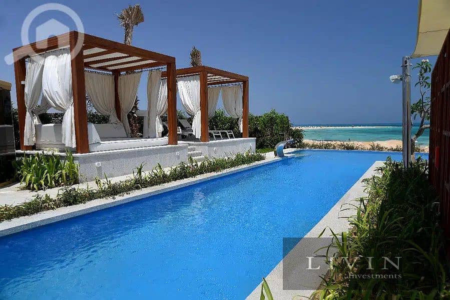 475.000 down payment , chalet for sale, fully finished, with a panoramic view directly on the sea, in the village of Telal Ain Sokhna, in installments 8