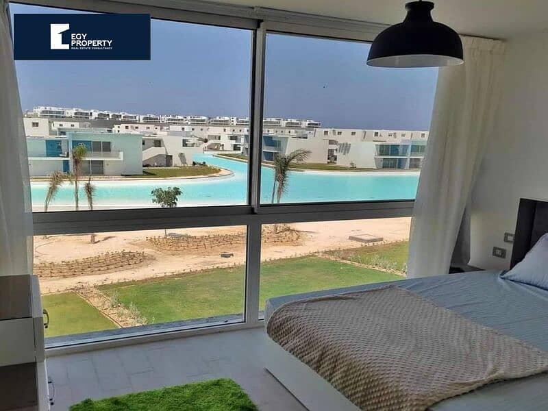 fully finished hotel chalet with furnishings and appliances for sale in Fouka Bay, Ras El Hekma, directly on the lagoon,installments over 9 years. 1