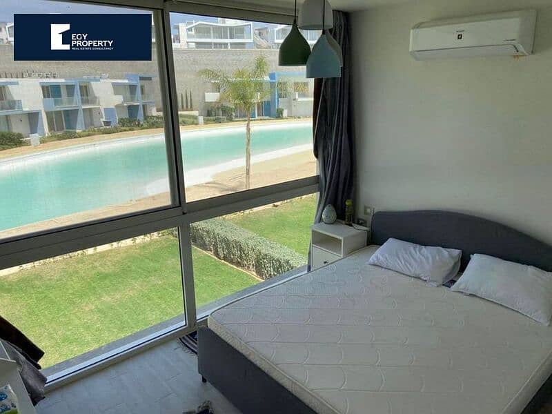 fully finished hotel chalet with furnishings and appliances for sale in Fouka Bay, Ras El Hekma, directly on the lagoon,installments over 9 years. 6