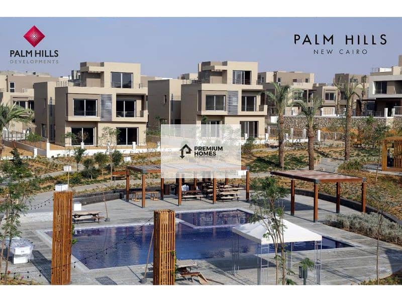 4-room apartment with garden, immediate delivery, landscape view, excellent location in Palm Hills New Cairo Compound. 10