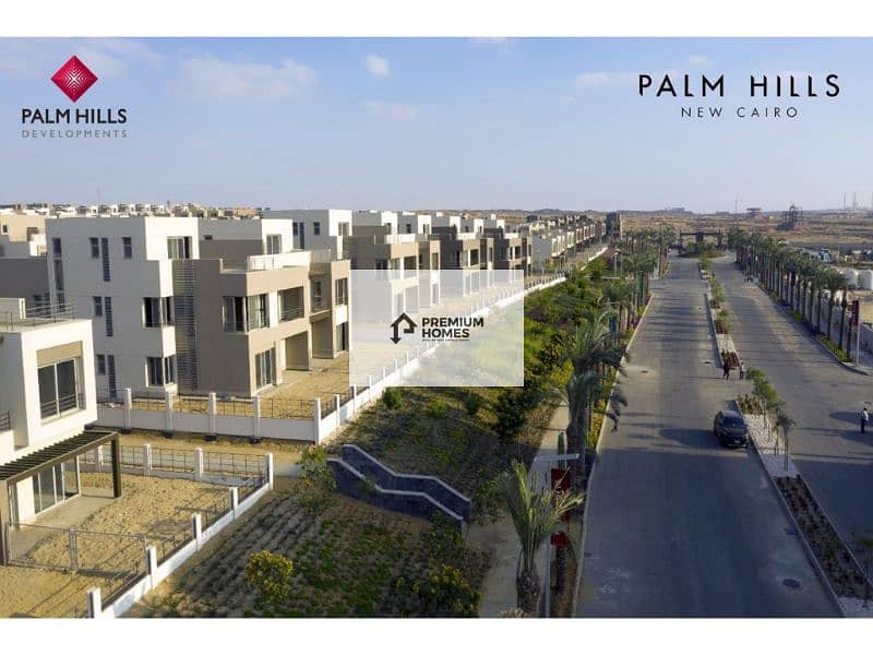 4-room apartment with garden, immediate delivery, landscape view, excellent location in Palm Hills New Cairo Compound. 12