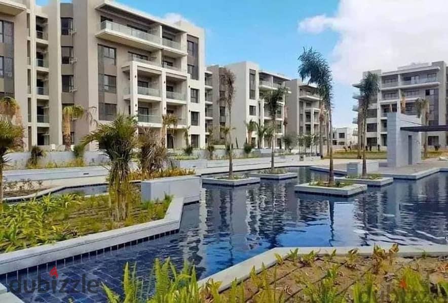 Fully finished apartment for sale 121m2 with 2 bedrooms in a compound with green spaces and perfect landscaping in the heart of the 5th settlement 8