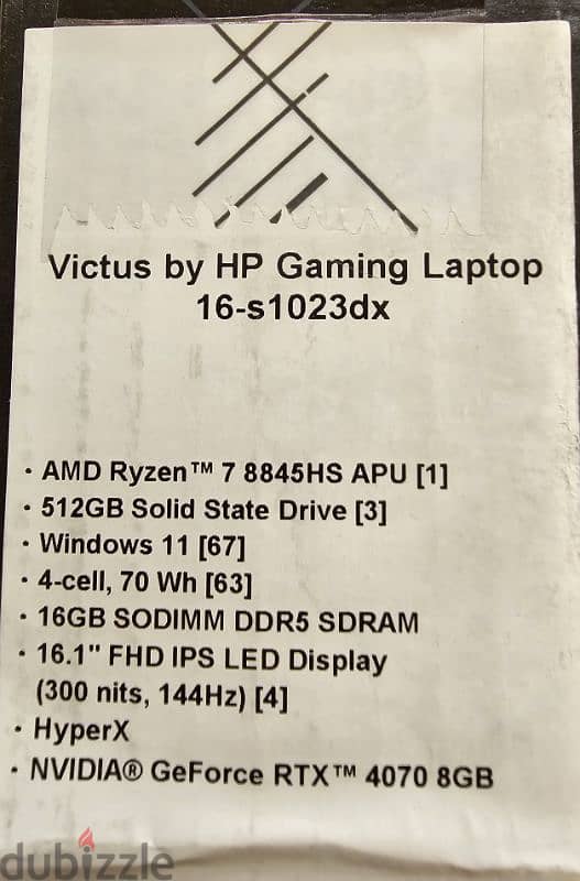 HpVictus 16.1" Ryzen 7-8845HS NVIDIA RTX 4070 وصل اقوي لاب جرافيك لقطة 2