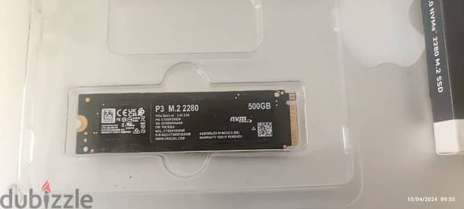 Crucial P3 500 GB nvme ssd m. 2