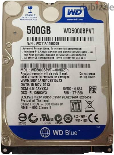 SATA HDD WD Blue 500GB (16M Cache)