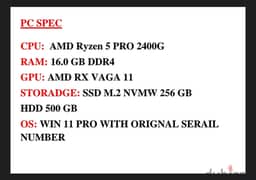 hp 705  R5 2400g 16gb ram 256gb nvme 0