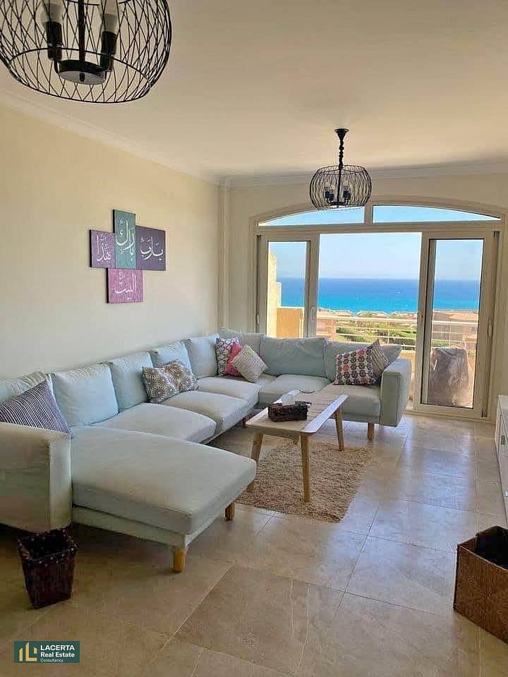 For sale, a chalet in a garden, immediate receipt, first row on the sea, in the heart of Ain Sokhna, in La Vista Garden Village, in installments over 6