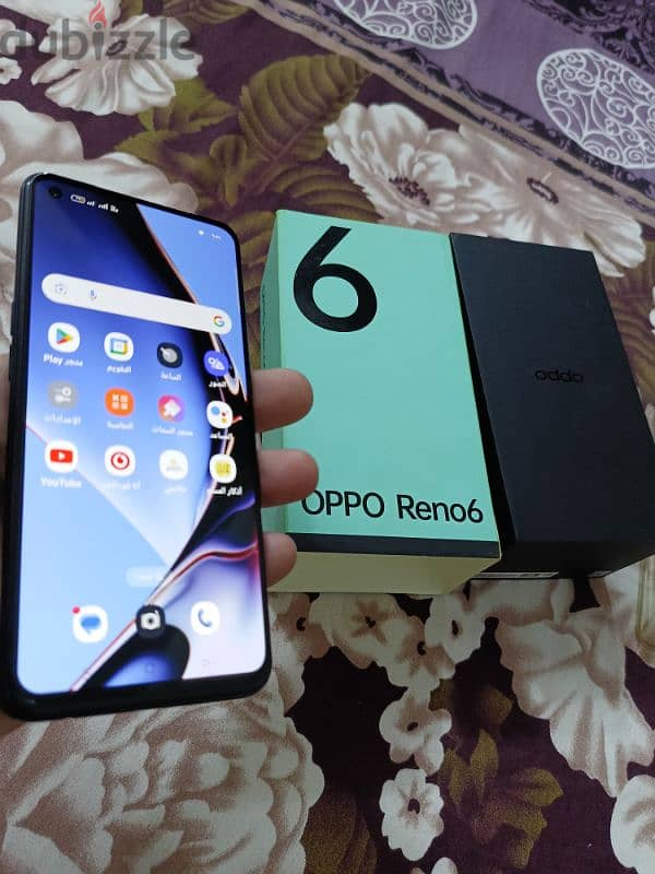 موبايل oppo Reno 6بحاله ممتازه بالكرتون والشاحن الأصلي 9