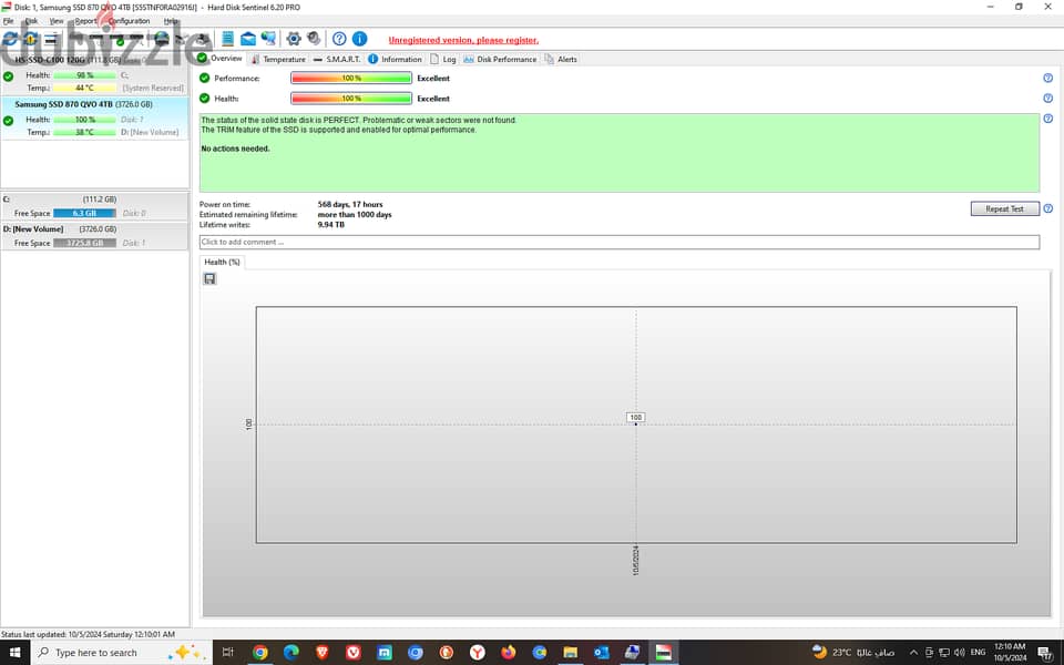 ssd 4tb samsung h 100% 2