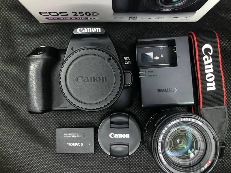 camera canon 250d use for 2 months , used like new 0