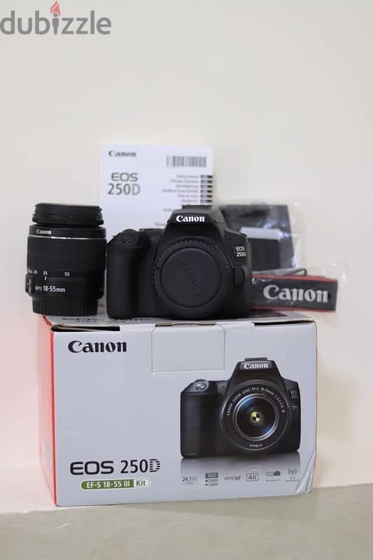 camera canon 250d use for 2 months , used like new 1