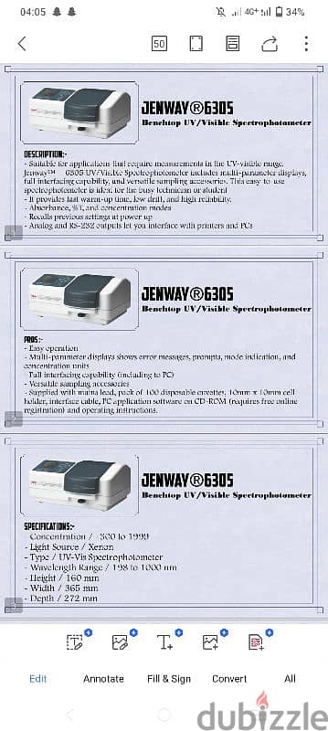 بيع جهاز spectrophotometer  jenway 6305 ( قياس الطيف ) 0