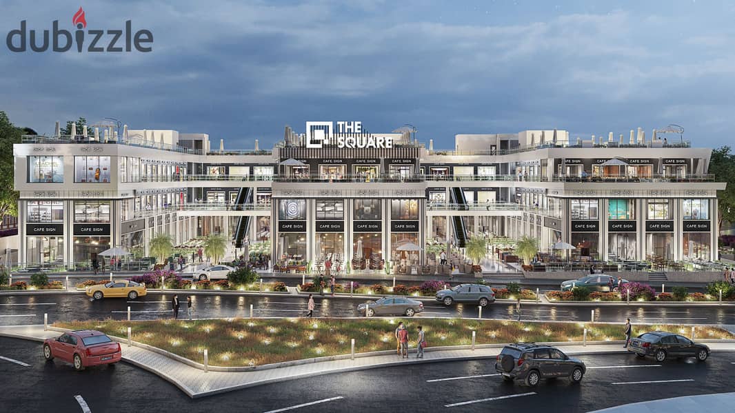 400,000 downpayment for a store for sale in Shorouk, in the largest commercial mall on Al-Hurriya Axis, next to Carrefour and Suez Road, installments 4