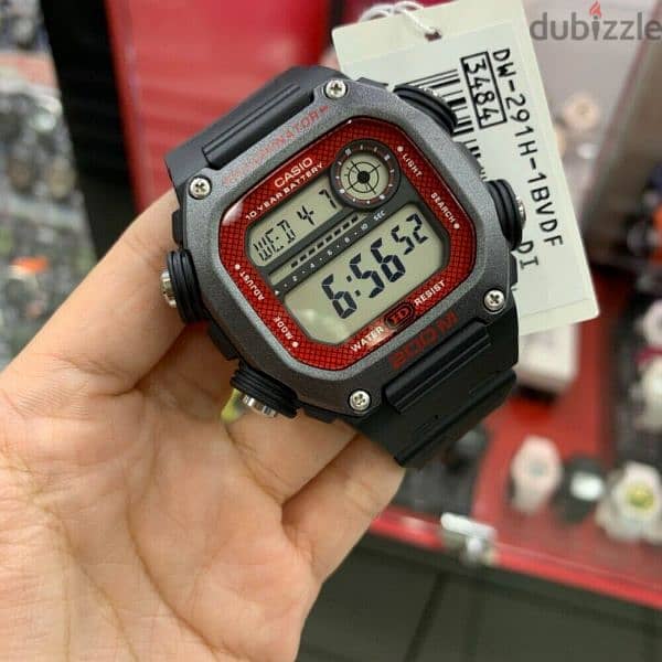 



Casio Mens DW-291H-1BV Black Red Classic 200m Sports ساعة كاسيو 1