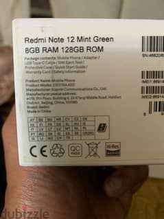 Redmi Note 12 mint  green 128 / 8 ram