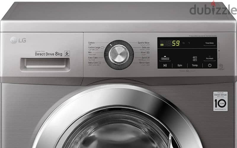 غسالة ال جي ٨كيلو LG Front Load Washing Machine 8KG With DD Motor 11