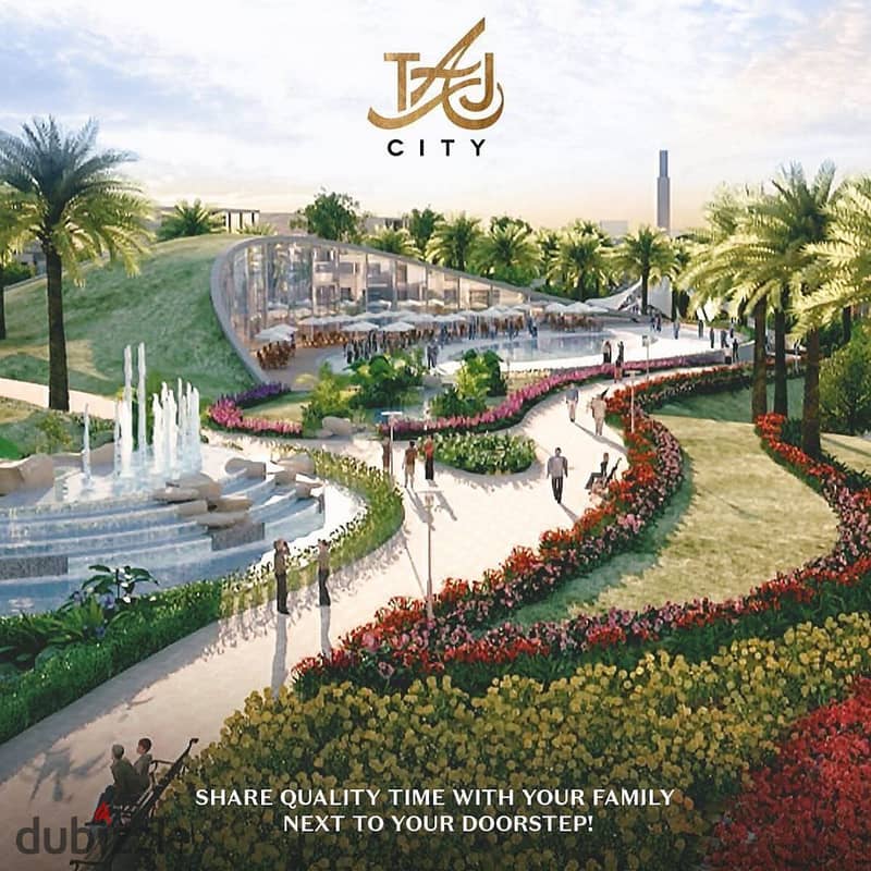 2 bedrooms with a garden of 120 meters in front of the airport inside the Taj City Compound for 900 thousand down payment, full services, in installme 14