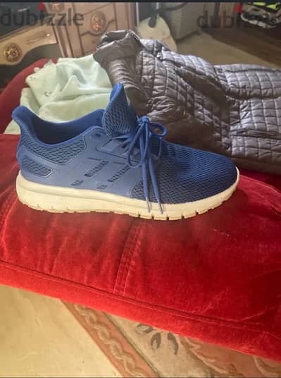 blue adidas running shoes original slight used size 45.5 with box