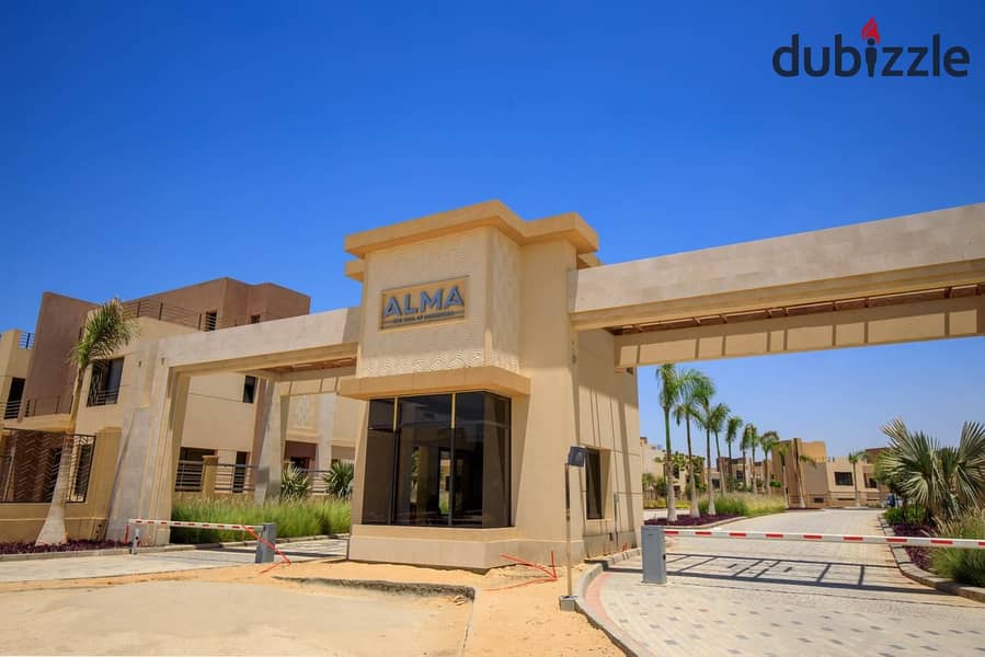 For sale, a twin house villa, 267 m, ready for delivery, Alma Compound - Iwan, Sheikh Zayed`` 1