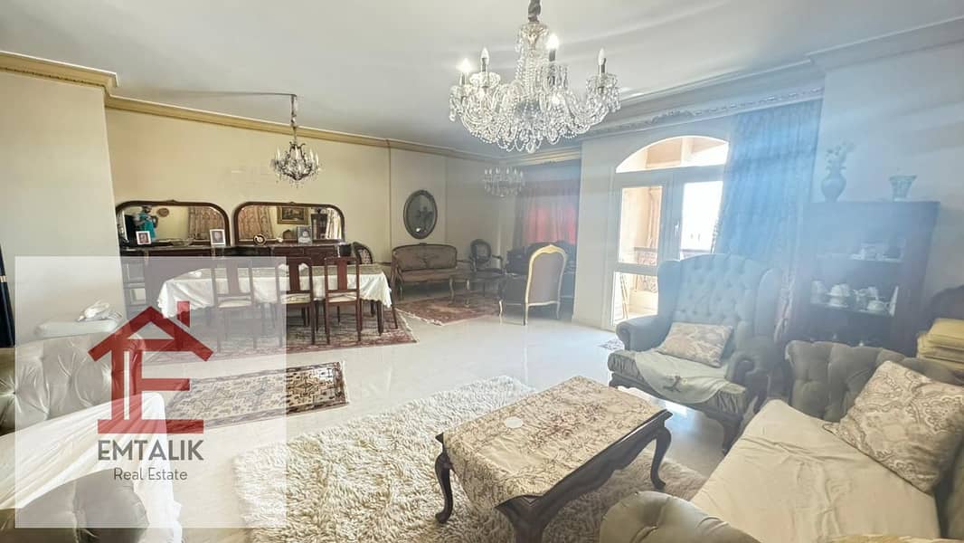 Apartment for sale in El Banafseg buildings in the Fifth Settlement, with an open view, clear entrance from 90th Street and Mohamed Naguib axis 1