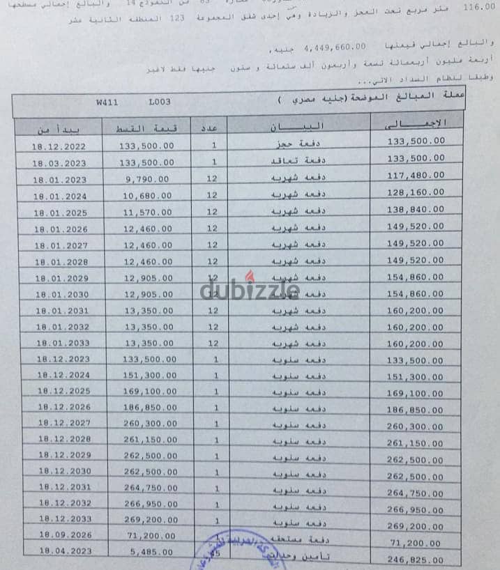 للبيع بمدينتي مساحه 116م _مقدم وتكمله اقساط B12 مجموعه 123 1