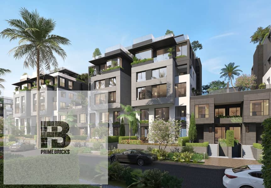 Apartment for sale in Trio Gardens Compound, with a 5% down payment and installments over 10 years, a prime location,. . , near Madinaty, the Suez Road, 1