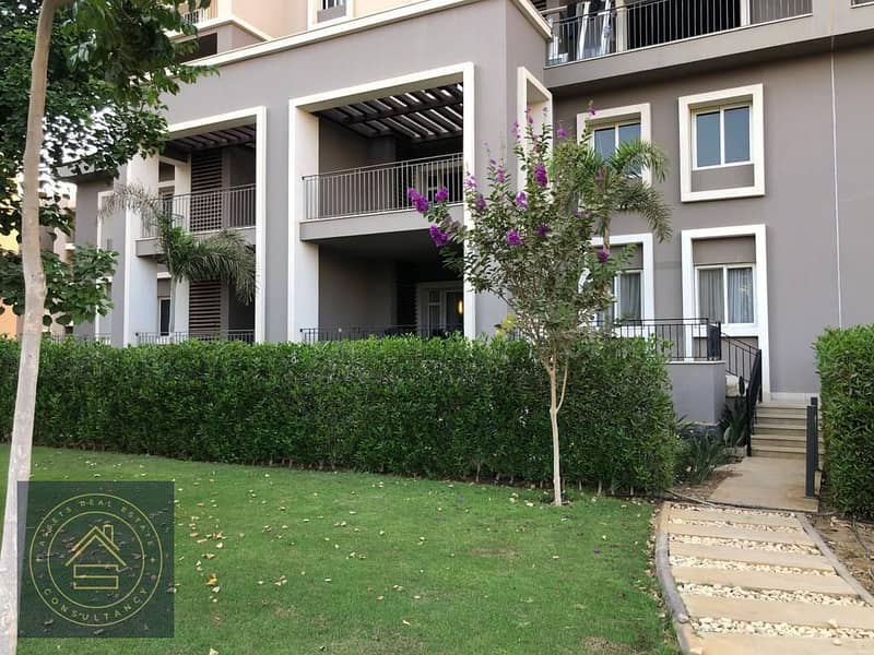 Ground With Garden Prime Location apartment for sale at October Plaza Sodic West 6th October , 15 Minutes from Shiekh Zayed 10