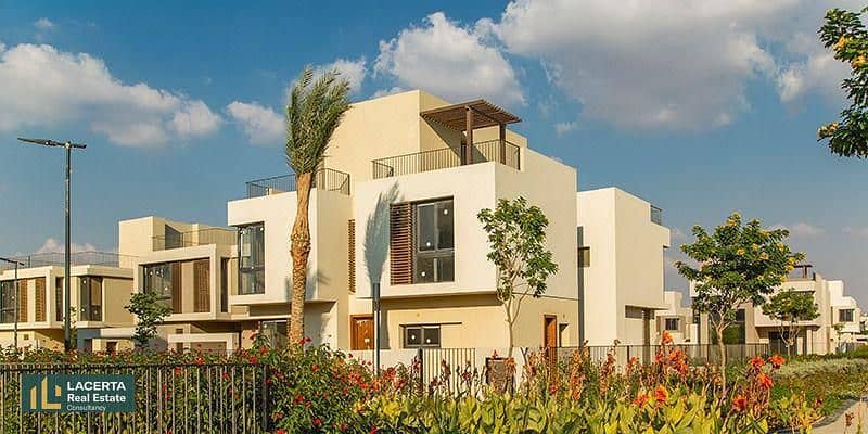 Double view villa for sale, 4 rooms, with the lowest down payment  in the market, in the heart of New Heliopolis, in the Sodic East Compound. 11