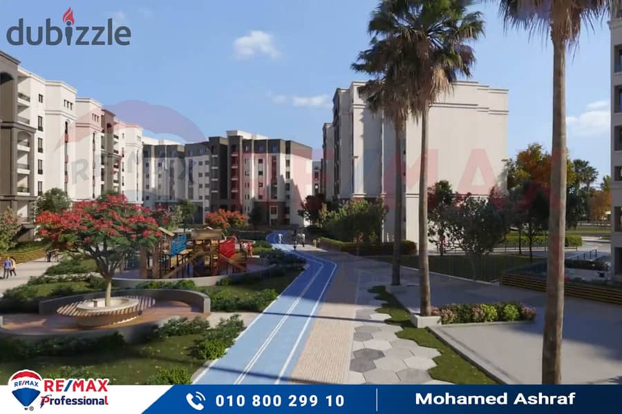 Own your apartment with open views of the largest plaza inside Alex West Compound 26