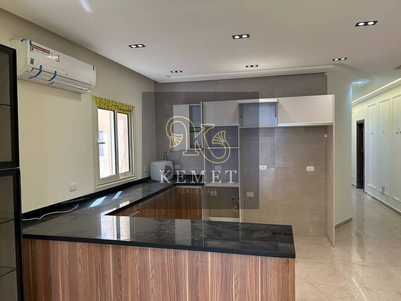 Apartment for sale, ready to move, 190 meters, finished, with air conditioning, repeated floor, in Andalus, Fifth Settlement 6