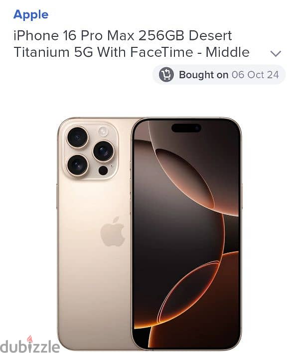 I phone 16 pro max 256gb desert titanium 0