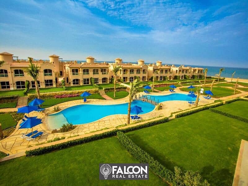 3-bedroom chalet with garden, immediate delivery and ready to move in, with full sea view, fully finished, in La Vista Gardens, Ain Sokhna 1